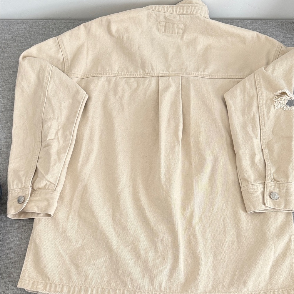 Forever 21 Beige Distressed Denim Jacket - Picture 5 of 9